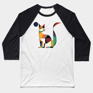 Geometric Cats Colorful Abstract Design Baseball T-Shirt